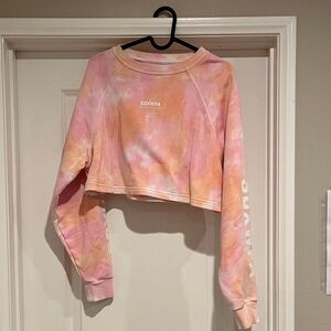 White Fox Boutique Pastel Tie-Dye Cropped Sweater